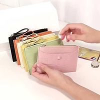 Diskon besar Cossni dompet gelang warna-warni kulit asli dompet tempat kartu motif buaya untuk wanita