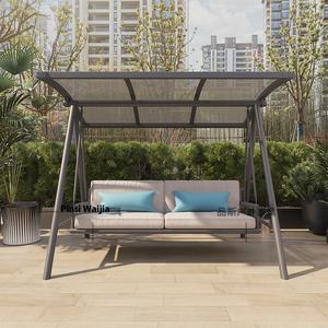 Columpio nórdico individual o doble para exteriores, silla <span class=keywords><strong>colgante</strong></span>, balancín de Metal para patio, Villa, hamaca alimentada por energía Solar con columpio Solar - Product Image 1