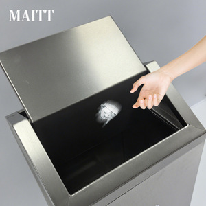 Cubo de basura de acero inoxidable hecho a medida, con forma de techo, engrosado, de gran tamaño, gran capacidad, con tapa basculante, adecuado para - Product Image 1