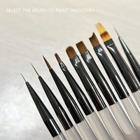 Ensemble de 9 pinceaux à ongles en poudre acrylique, vernis à ongles gel UV, stylo peinture, dessin, manucure, nouveauté