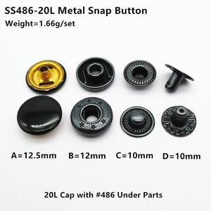 12.5Mm 20L Kim Loại Mùa Xuân Snap Button Trong Sáng Bóng Màu Đen, Sơn Kim Loại Snap Button - Product Image 2