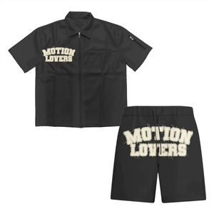 Custom Manufacturer High Quality Man Streetwear Pu Leather <b>Zip</b> <b>up</b> <b>Jackets</b> Shirts and Shorts Heavyweight Leather Shorts Set - Product Image 2