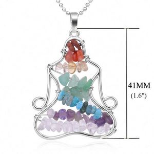 Hot bán Chakra chip Đá chữa bệnh Mặt dây chuyền <span class=keywords><strong>silvertone</strong></span> 7 màu chip đá tự nhiên Vòng cổ với chuỗi - Product Image 2