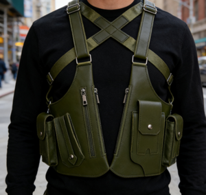 Hot Selling Vintage Waterproof PU Anti Theft Crossbody Sling <strong>Leather</strong> <strong>Harness</strong> Chest Hanging Vest for Outdoor Belt - Product Image 2