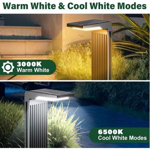 Lampe solaire de jardin Coxseni 60 LED en aluminium, lumière chaude et froide, étanche, pour allée, jardin, terrasse - Product Image 2