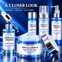 Ensemble de soins de la peau au peptide de cuivre GHK-Cu en marque propre avec crème éclaircissante, tonique au collagène et sérum facial pour une peau éclatante