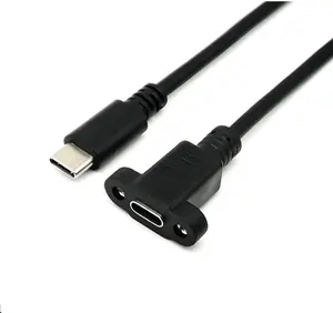 USB C 남성 여성 확장 코드 유형 C 잠금 나사 패널 마운트 케이블