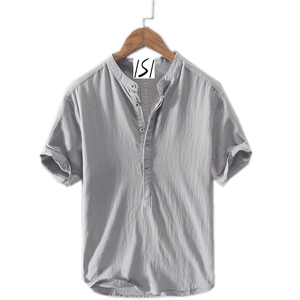 Chemise en lin <span class=keywords><strong>pour</strong></span> homme, <span class=keywords><strong>col</strong></span> <span class=keywords><strong>Mao</strong></span> - Product Image 4