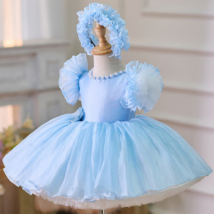 Vestido de princesa Aisha azul de alta calidad 2025, vestido tutú esponjoso dulce para niñas pequeñas, vestidos de fiesta de primer cumpleaños - Product Image 4