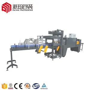 Automatic high speed linear type pe film shrink sleeve wrapping packing machine for bottled water drink production line