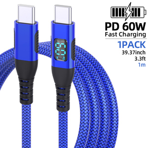 Câble de données USB C vers USB C avec affichage numérique LED 60W PD, câble de charge rapide pour iPhone 15 16 Pro, vente en gros - Product Image 4