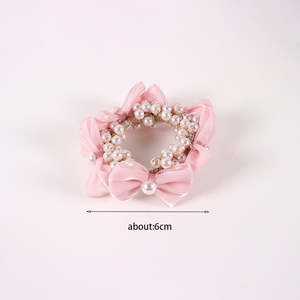 Coreano femenino Organza perla Scrunchies Para <span class=keywords><strong>El</strong></span> Cabello gasa malla arco <span class=keywords><strong>intestino</strong></span> grueso pelo anillo chica pulsera pelo Círculo - Product Image 6