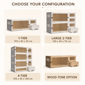 Casa Modular para Gatos, <span class=keywords><strong>Jaula</strong></span> Interior con Cajón Extraíble para Arenero, Panel de Resina PP y PS, 105x45cm, Blanca, Transpirable, Fácil de Limpiar, Moderna - Product Image 5