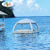 Plateforme de loisirs aquatiques gonflable avec tente, équipement d'amusement aquatique, île gonflable de bien-être, bar flottant pour piscine