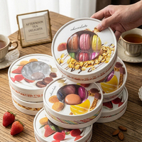 Boîte à pâtisserie de qualité alimentaire IMEE en stock, boîte d'emballage ronde pour boulangerie, boîte à macarons, boîte à chocolat, boîte cadeau pour dessert avec fenêtre pour Noël
