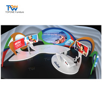 Meuble de podcast design moderne, table de studio pour station de télévision, bureau de diffusion de nouvelles