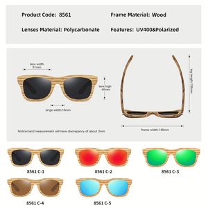Custom Logo Wholesale Metal <b>Spring</b> <b>Hinges</b> Wooden Square Sunglasses Zebra Wood Polarized Sunglasses for Men Women - Product Image 3