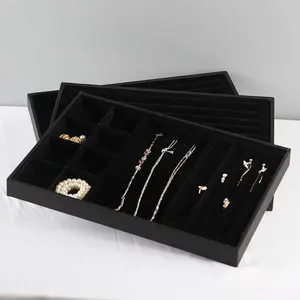 MDF Black Jewellery Packaging Display Trays Rectangle Earrings Display Plate Necklace Bracelet Jewelry Tray