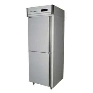 Refrigerador comercial de aço inoxidável com porta dupla, refrigerador, mini refrigerador com freezer