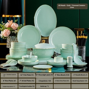 Ensemble de bols et d'assiettes en porcelaine fine de Jingdezhen, comprenant deux bols et deux paires de baguettes ; service de table avec - Product Image 6