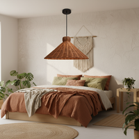Lampes suspendues en rotin naturel tissées à la main - Éclairage intérieur élégant pour restaurants, chambres à coucher, cafés