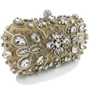 Herzförmige Clutch Strass Abendtaschen für Damen Frauen Abschlussball Gold Kristall Handtasche - Product Image 4