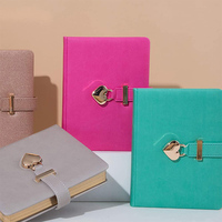 Agenda de Cuero PU en Oferta, Cuaderno de Tapa Dura A5 con Cierre Magnético, Juego de Regalo con Candado de Corazón