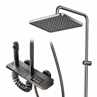 Ensemble de robinetterie de douche murale en aluminium à 4 fonctions avec affichage numérique, haute pression, pour salle de bain de villa