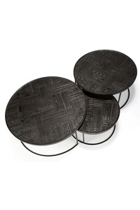 Modern 3-Piece Mango Wood & Iron <b>Nesting</b> <b>Coffee</b> <b>Table</b> <b>Set</b> - Product Image 4