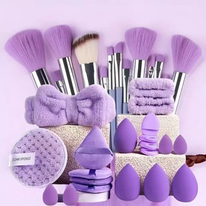 Blnieece - Set de 20 Esponjas de Maquillaje Rosas, Suaves, para Limpieza Facial, con Banda para el Cabello, Lavables, con Logotipo Personalizado, Herramienta Cosmética - Product Image 4
