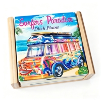 Sous-verres en céramique personnalisés avec impression UV, motif bus de plage, surf, paradis, art moderne, imprimé van, absorbants, écologiques, pour la maison et la cuisine