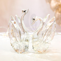 Élégante Décoration en Verre Cristal K9 en Forme de Cygne Long, Écologique et de Haute Qualité, pour Mariage, Cadeau, Fête d'Anniversaire, Maison