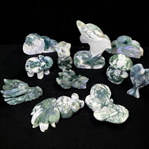 High Quality Natural Crystal Animal Figurine Mixed Crystal Craft Moss Agate Crystal <strong>Elephant</strong> for Home Decor - Product Image 2