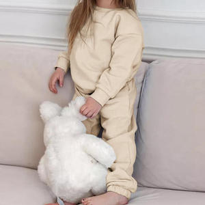 Conjunto de Dos Piezas Casual de Primavera para Niños y Niñas, Sudadera con Capucha de Lana de Color Sólido y Pantalones de Lona, Versión Coreana - Product Image 1