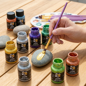 Juego de Pintura Acrílica Metálica Premium de 24 Colores y 35g, Colorante Brillante Impermeable y No Tóxico <span class=keywords><strong>para</strong></span> Manualidades Infantiles y Proyectos Escolares - Product Image 2