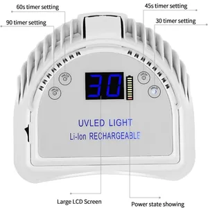 โคมไฟเล็บยูวี LED 64W แบบชาร์จได้ สำหรับอบเจลทำเล็บ พร้อมเซ็นเซอร์อัตโนมัติ เครื่องอบเล็บไร้สาย อุปกรณ์และเครื่องมือทำเล็บ - Product Image 3