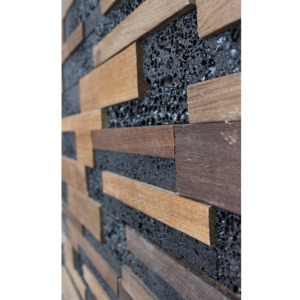 Panel de pared de madera natural, efecto de ladrillo, paneles de pared de madera reciclada 3D decorativos interiores - Product Image 2