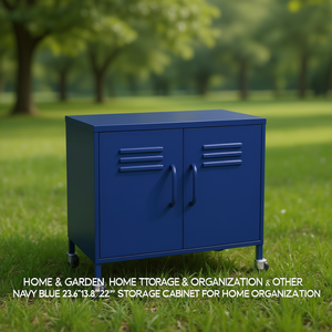 Armadio in Acciaio Blu 23.6x13.8x22 Pollici per Organizzazione Domestica Stile Industriale con Ruote - Product Image 2