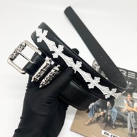 Ceinture à boucle en alliage blanc, motif litchi coloré, style artistique, pour hommes et femmes, mode rétro, motif vigne, pour jeunes