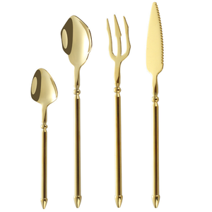 DFU0120  Vente en gros d'ensembles de vaisselle de fête de mariage au design unique, ensembles de couverts en acier inoxydable doré de luxe - Product Image 6