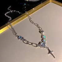 Collier ras du cou en acier titane, bijoux de mode Y2K, style Sweet Cool Girl, avec pierre de lune et étoile