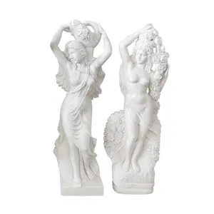 Marbre blanc debout dame pierre femme corps statue érotique sculpture
