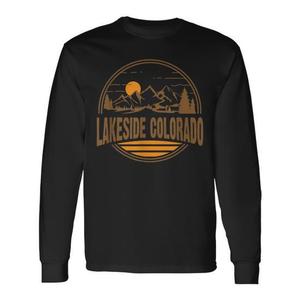 T-shirt a maniche lunghe con stampa souvenir di Lakeside Colorado Mountain Hiking - Product Image 1