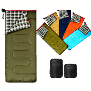 Flannel <b>Lined</b> <b>Sleeping</b> <b>Bag</b> Convertible Warm Lightweight Portable for Camping Hiking Travel Outdoor Use for Adults - Product Image 1