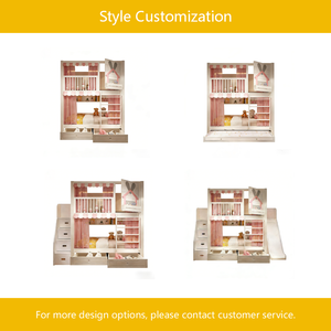 Litera de Madera Maciza Princesa con Cama Nido Doble Tipo Castillo Diseño Cómodo Barandales de Seguridad Tobogán Almacenamiento para Dormitorio Escolar - Product Image 4