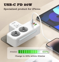 Multiprise murale LDNIO SE2337 avec prise EU, 2 prises AC, 3 ports USB, interrupteur indépendant, lampe de nuit