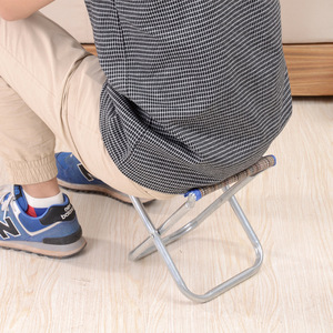 Portable Folding Metal Stool With Fabric Seat Outdoor Garden Chair Small Travel <b>Bench</b> Rectangular Shape Lightweight <b>Foldable</b> - Product Image 3