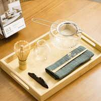 Kit de Cérémonie du Matcha en Verre Populaire, Accessoires pour la Préparation du Matcha, Chawan Transparent, Fouet en Bambou