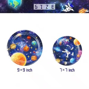Articles de fête sur le thème de l'espace : assiettes en papier, serviettes, gobelets, <span class=keywords><strong>couverts</strong></span>, décorations sur le thème de la galaxie, des astronautes et de l'espace pour baby shower - Product Image 5