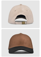 Gorra de Béisbol de 6 Paneles de PVC y Gamuza de Color Sólido, Versátil para Otoño e Invierno, Estilo Coreano, para Hombre, Deportiva, Protección Solar, Cálida y Ajustable